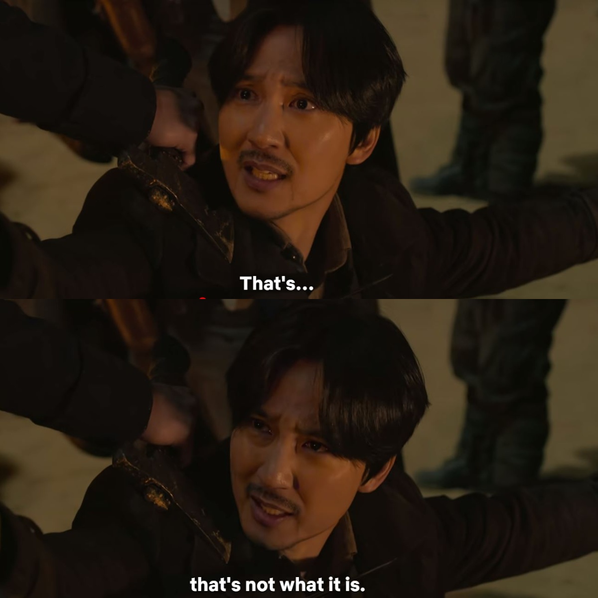 lemonseojuu's tweet photo. The panic on Lee Yoon's face in this scene lol he's like 'she is right here do you have to say that?'

#SongoftheBandits #Yoonshin https://t.co/09KB0RW8D8