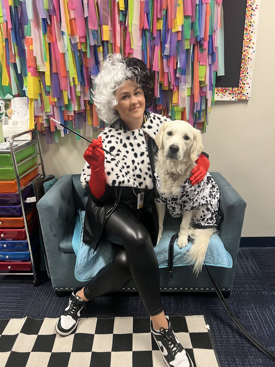 BMEBaxter's tweet photo. Story book character day! Don’t panic- this is a nice Cruella😉 https://t.co/2dtK0MZ99f