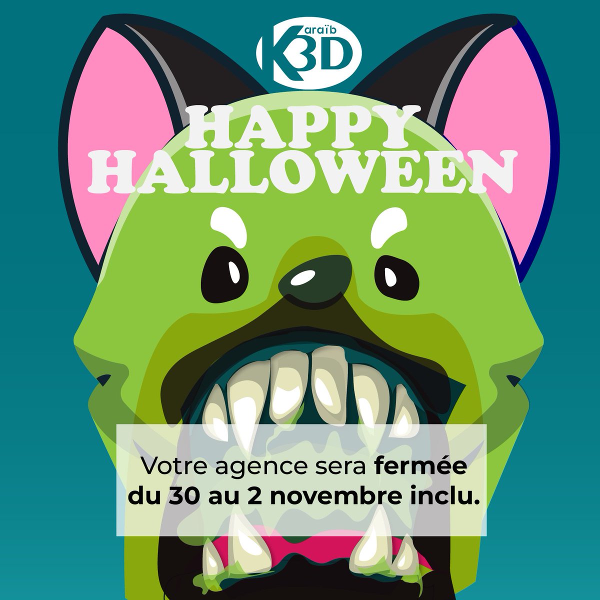 karaib3d's tweet photo. [K3D RAPPEL] 🚧📅 Notre agence prendra un petit congé du 30 octobre au 2 novembre inclus 🛋🌙, mais on a hâte de vous retrouver plus frais que jamais 🤩💼. Profitez bien et à très bientôt ! 🎉👋😄 https://t.co/xzbVdb64H0