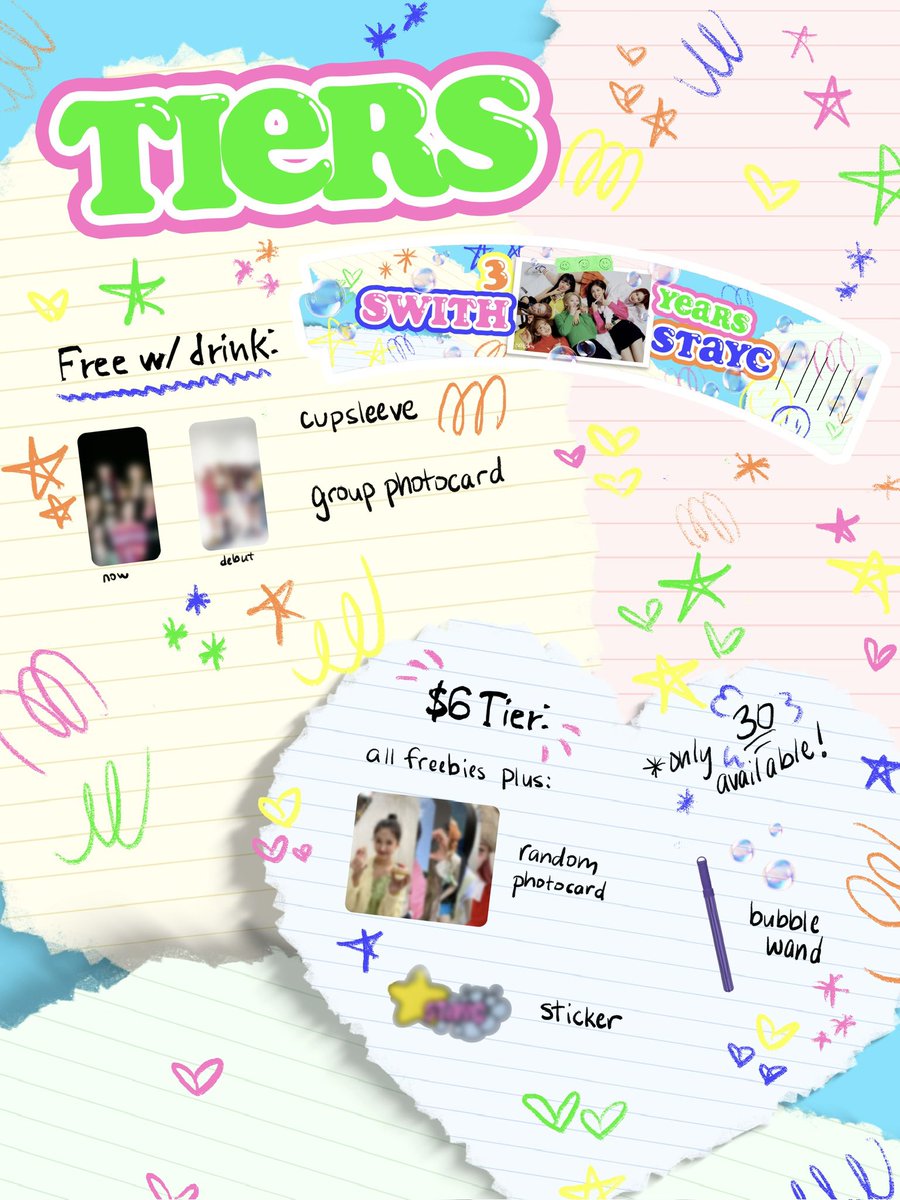 K_Lover_Events's tweet photo. 🫧 Tier Reveal 🫧

Preorder a tier for $6 and get some extra goodies! See the quoted thread for more details, see comments for the form!!

#3YrsSWITHStayC https://t.co/F8JGbSrrZi