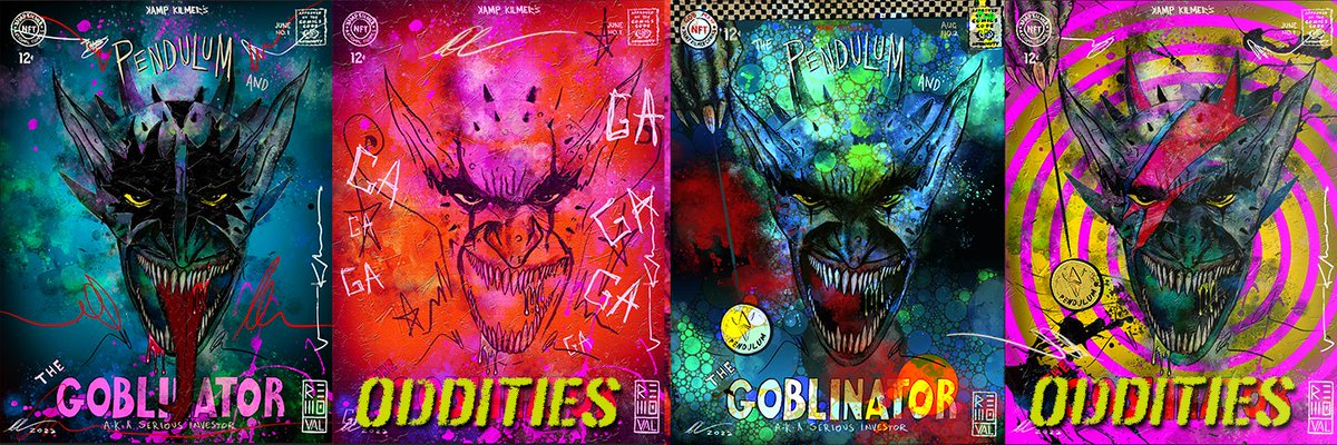 KampKilmer's tweet photo. The “Goblinator Oddities” invites the viewer to explore the meaning of being a Anti-hero comic book character from the artistry of @RemoCamero  peering through the villain's eyes.

60 legendary hand-drawn 1/1s ONLY on @niftygateway 

⚡TODAY 3PM PST⚡

👉https://t.co/RHVKsrN6mc https://t.co/8Whn9CxBOZ