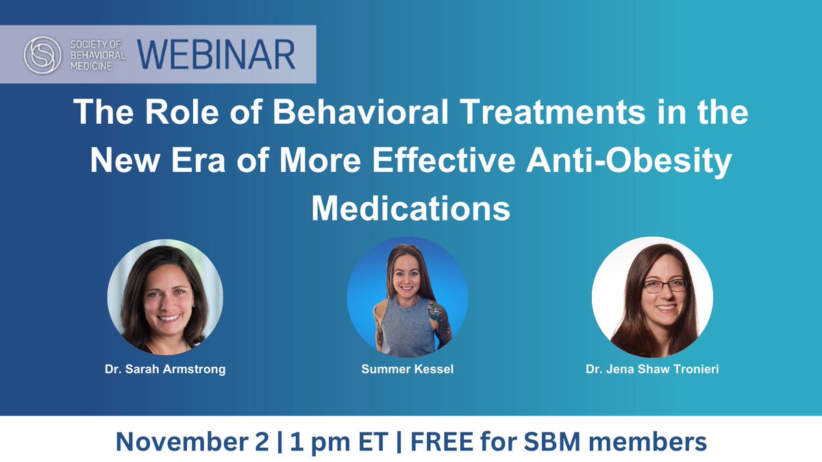 BehavioralMed's tweet photo. 🔔Upcoming Webinar!🔔 

Next week, three renowned clinicians and researchers will discuss anti-obesity medications. The speakers will focus on what they believe is behavioral weight management's role with patients taking anti-obesity medications.

👉 https://t.co/zP4Wkxjb2k https://t.co/mIuWEuXdxj