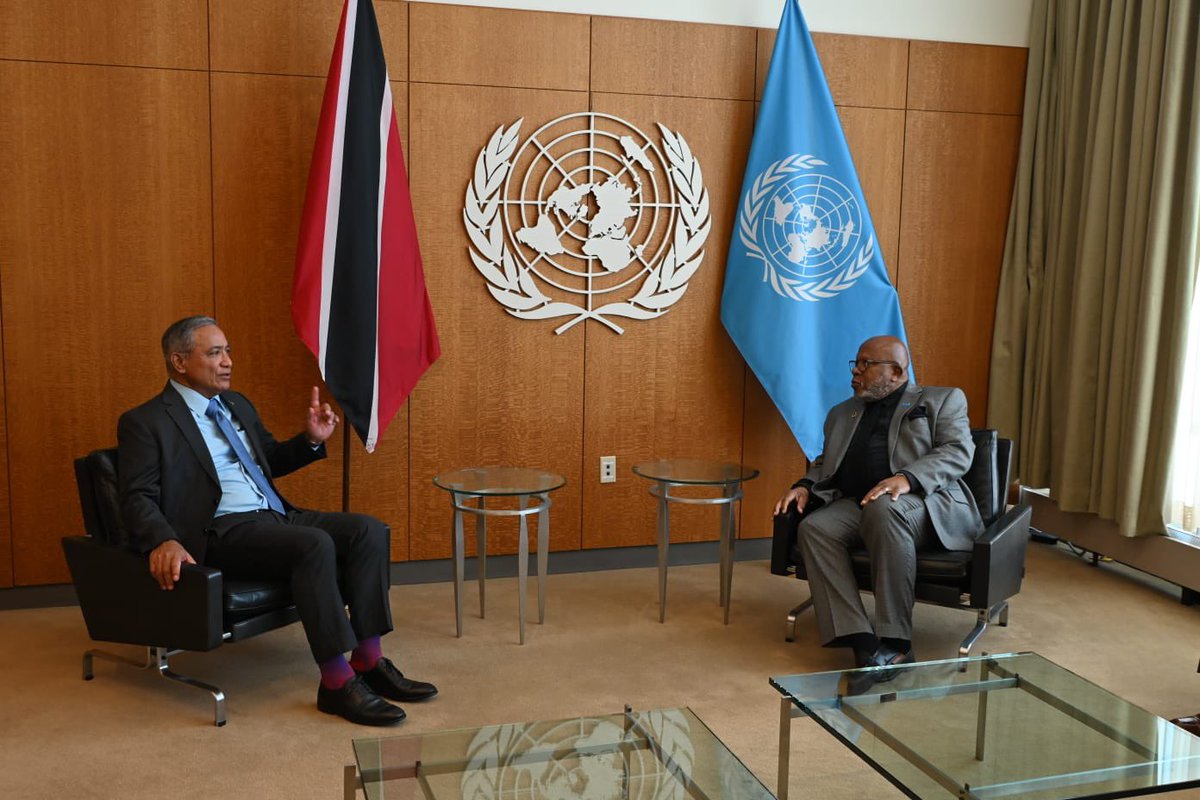 Prime Minister Briceño had a productive meeting today with the President of the General Assembly🇧🇿🇺🇳. They discussed key global issues and the need for a strengthened multilateral system to address the challenges being faced, particularly by SIDS. 🤝🏽