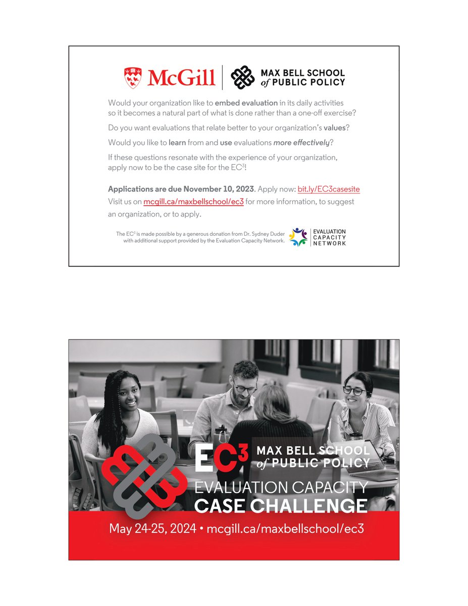 Are you interested in evaluation and dedicated to strengthening evaluation capacity? Consider participating in the EC3 case challenge! 

To learn more, check out the following info sessions: 

Organizations: rb.gy/rar20
Participants: rb.gy/68do1