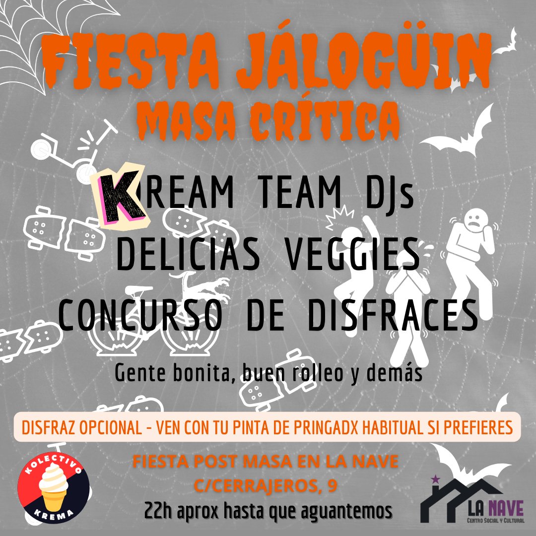 Rodada y fiestote Jálogüin en menos de 24h! El disfraz es opcional, pero la rodada imperdible! Y al terminar fiesta hasta que aguantemos en <a href="/lanavemalaga/">La Nave</a>