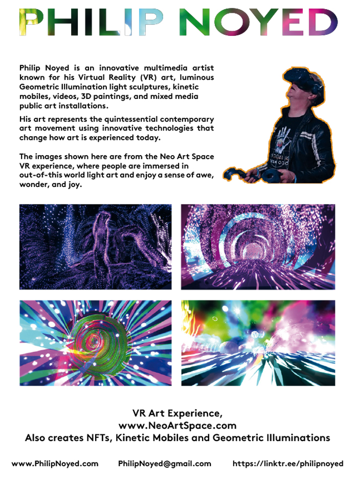 PhilipNoyed's tweet image. I'm thrilled to have my Neo Art Space VR art featured in "ARTMOSPHERE - The Art Perspective" magazine. 

#lightart #art #contemporaryart #vr #artmosphere_magazine