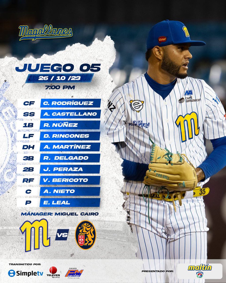 Así saldremos al terreno del Monumental Simón Bolívar para enfrentar a <a href="/leones_cbbc/">Leones del Caracas</a> ⛴️🦁🔥

¡VAMOS MAGALLANES! ⚓️⚾️

#Magallanes #VamosMagallanes