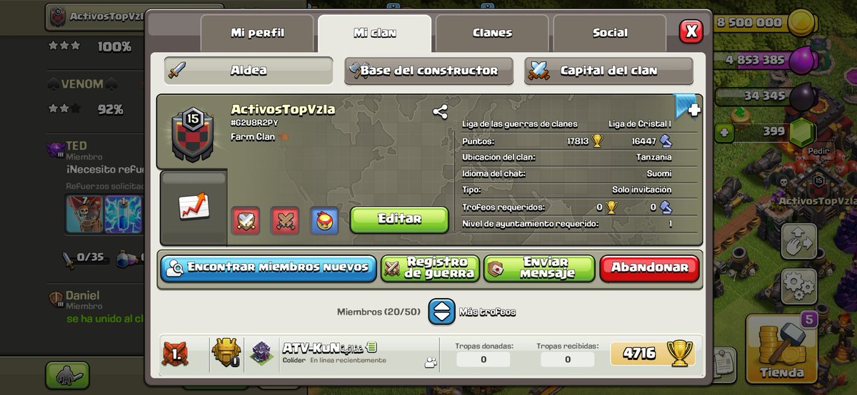 Estamos buscando jugadores Th12/13/14/15, que quieran ayudarnos en Liga de clanes Cristal 1, interesados por favor avisar al dm, RT please 🙏🏾❤️
