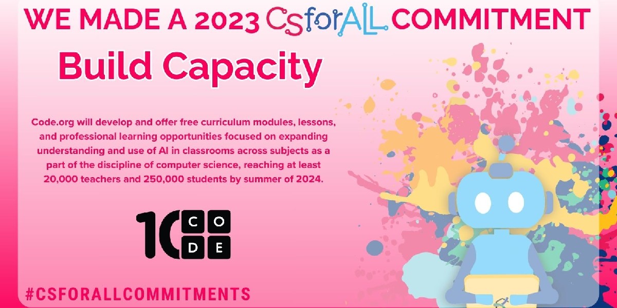 CSforALL Commitments are new, specific, and measurable actions made in support of achieving the ultimate goal of @CSforALL. We proudly committed to expanding AI understanding as part of computer science. #CSforALLSummit 🤖 #TeachAI