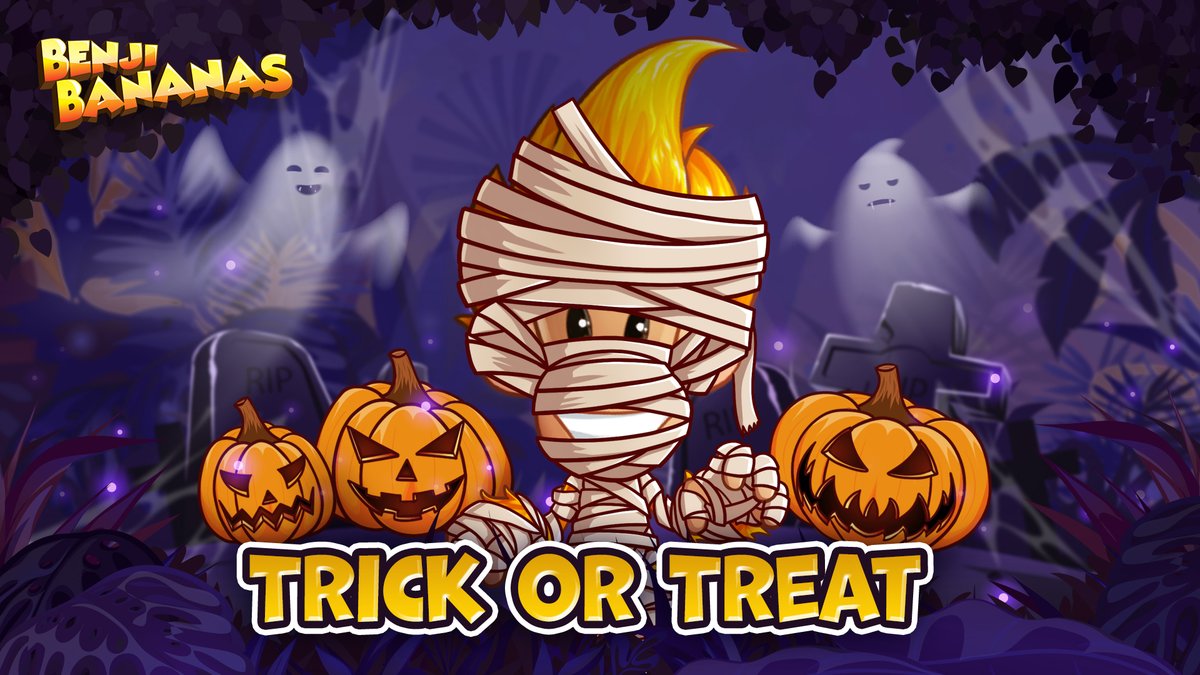 Gm! This marks the first day of Benji’s Trick or Treat Halloween challenge 🎃 🍌

There are a total of 3 challenges for you all to complete! Half of those who complete the challenge will get a treat, the other half will get a trick 🍬👻

What do you think the treats will be?