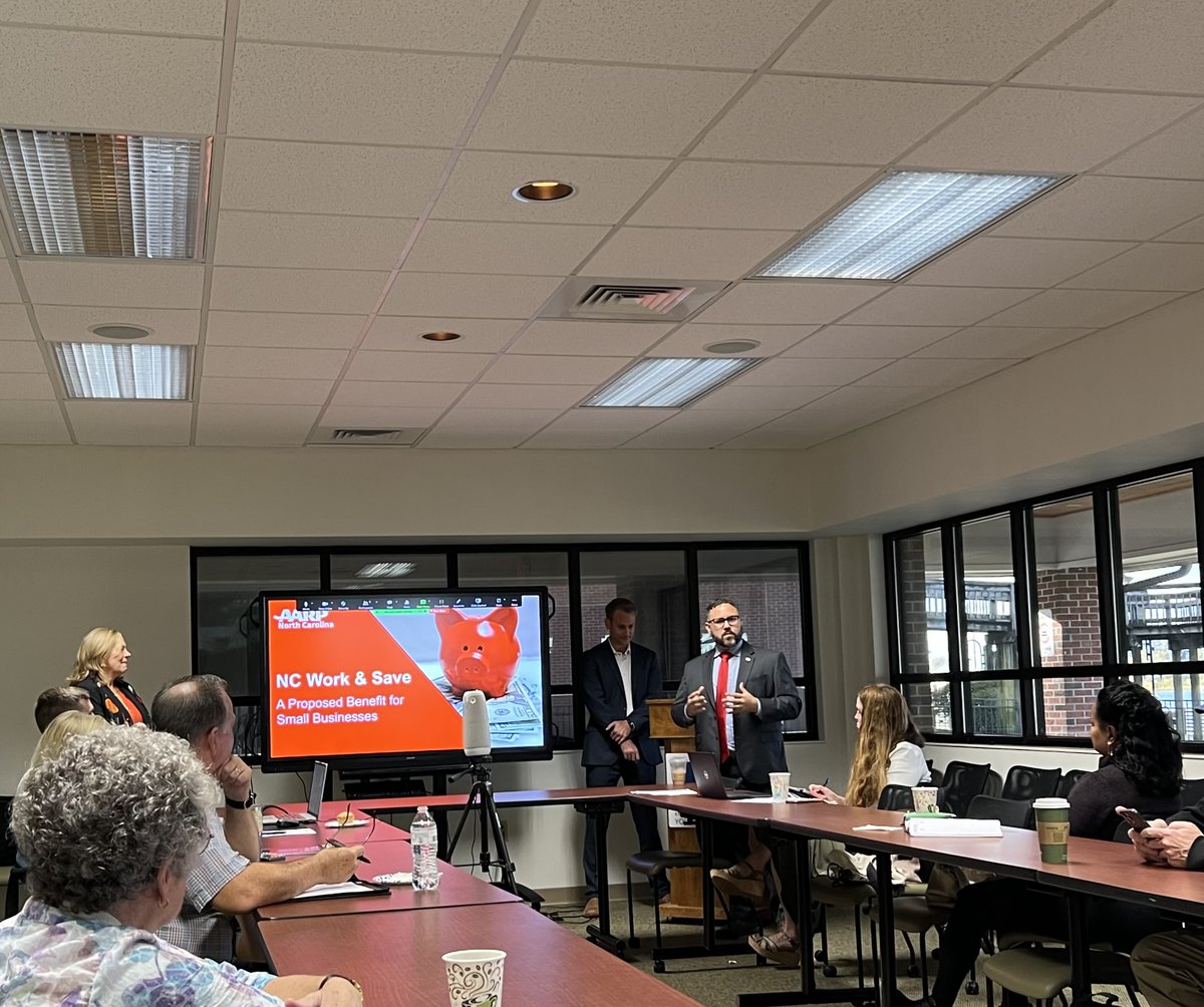Thanks to the <a href="/ILMchamber/">Wilmington Chamber</a> for hosting and Rep. Lowery <a href="/The_Real_JML/">Jarrod Lowery</a> for speaking on the importance of making it easier to save for retirement through NC Work and Save (HB 496). <a href="/LisaRiegelNC/">Lisa Riegel</a> <a href="/AARPNC/">aarpnc</a> <a href="/CalarcoRosalie/">AARPNCCoastal</a>