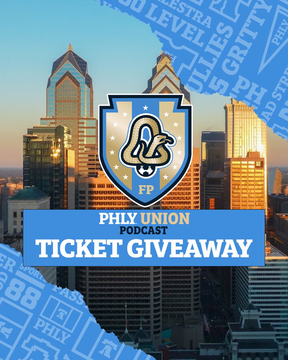 PHLY_Union's tweet photo. TICKET GIVEAWAY 🎟️ 

🚨 Enter for a chance to win 2 FREE tickets to the Philadelphia Union’s playoff game vs the New England Revolution this Saturday⚽️

1. Retweet this post
2. Subscribe to @PHLY_Sports on YouTube
3. Comment with who you’d take to the game 

*winner picked 10/27 https://t.co/382cvaCOE0