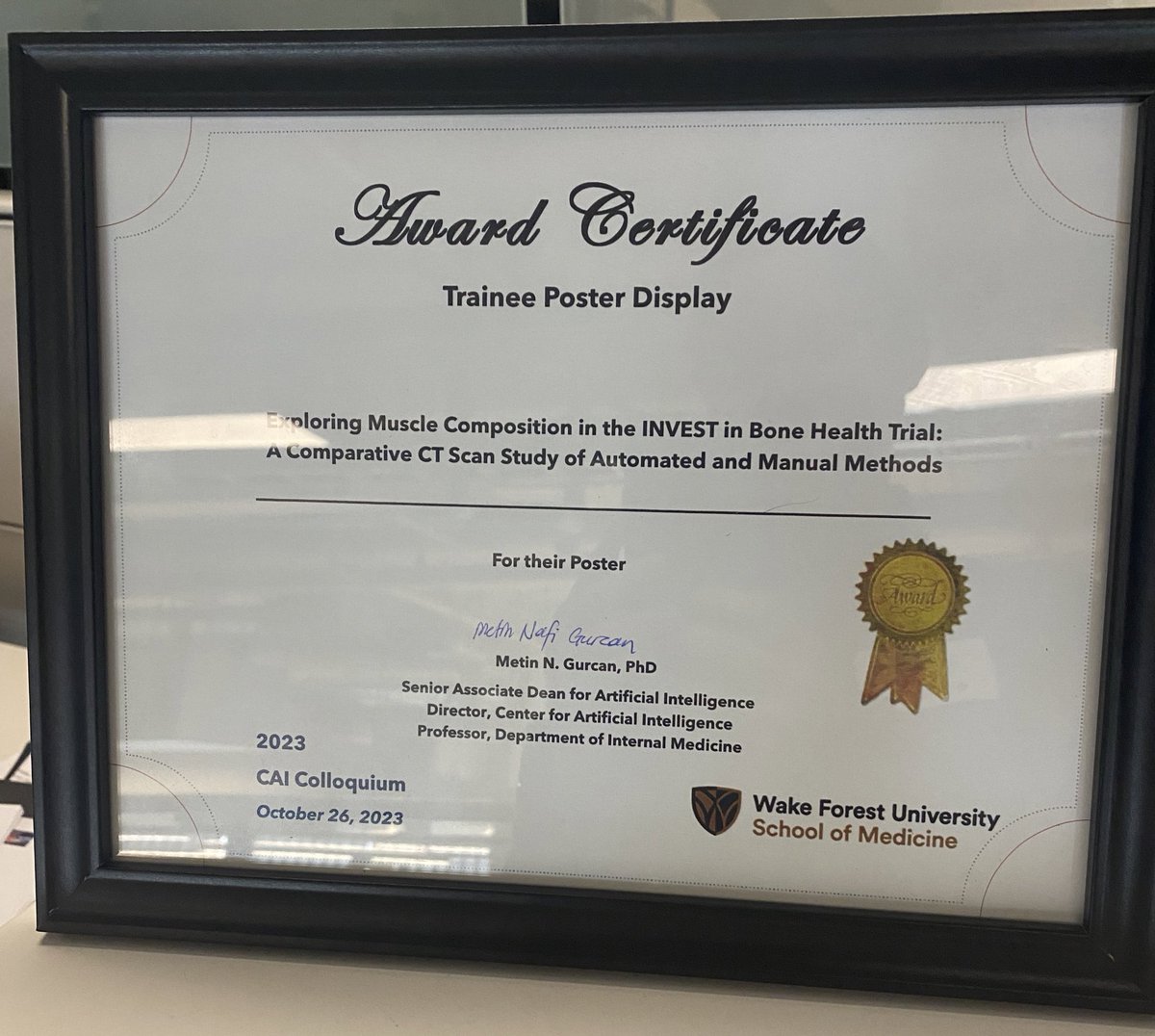 Ashley A. Weaver, PhD (@ashleyaweaver) on Twitter photo Congrats <a href="/lynch_delanie/">Delanie Lynch</a> for winning the poster award at the Center for AI Colloquium! <a href="/WakeBME/">Wake Forest Biomedical Engineering</a> <a href="/WFBMI/">WF Center for Biomedical Informatics (WFBMI)</a> <a href="/Brian_J_Wells/">Brian Wells</a> <a href="/metingurcan/">Metin Gurcan</a> #InvestInBoneHealth & Muscle! 💪 Congrats <a href="/lynch_delanie/">Delanie Lynch</a> for winning the poster award at the Center for AI Colloquium! <a href="/WakeBME/">Wake Forest Biomedical Engineering</a> <a href="/WFBMI/">WF Center for Biomedical Informatics (WFBMI)</a> <a href="/Brian_J_Wells/">Brian Wells</a> <a href="/metingurcan/">Metin Gurcan</a> #InvestInBoneHealth & Muscle! 💪