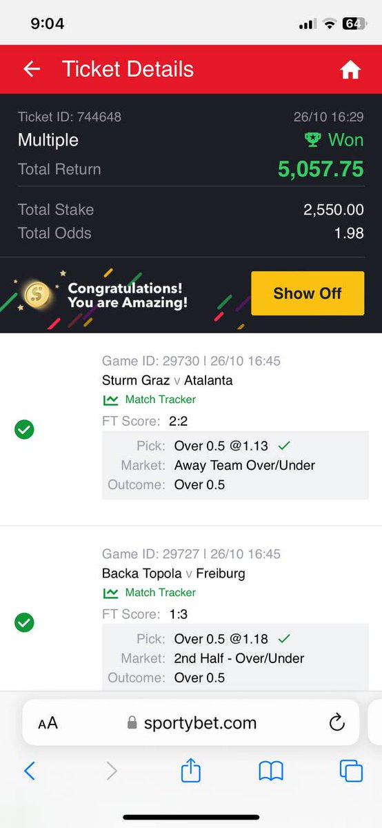 Today's two odds won on telegram. t.me/BestoTips 🎉🔥🔥