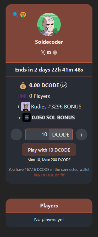 CraffleBot's tweet photo. 🎉 Hey everyone!
Join us in welcoming @SOL_Decoder to the #craffle fam!
We rolled out the red carpet, and now Decoder has joined our wacky, world of craffles.
Good luck, joy, and may the winning and token burn begin! 🎉
https://t.co/SQ39TAprYK
#SOLDECODER #craffles #DAO https://t.co/QEVJDtmXZv
