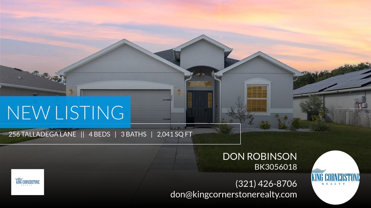 Your home search ends here 🔍! Check out this new 4 bedroom, 3 bathroom listing and give me a call at (321) 426-8706 or send it to anyone you know who might be interested! #OrlandoRealEstate #Realtor #Windermere #HomesForSale #Wi... homeforsale.at/256_TALLADEGA_…