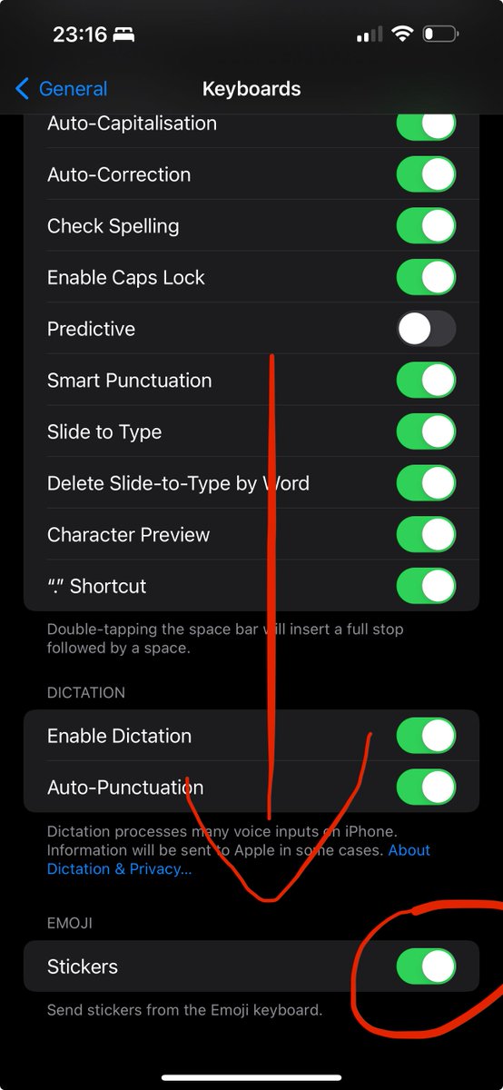 Already sick of seeing this? Go to Settings > General > Keyboard, then scroll all the way down and change the Stickers toggle to off.