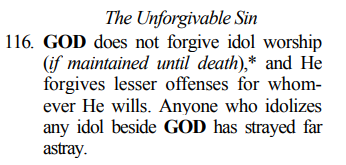 GodIsGood247365's tweet image. WATCH YOURSELF. #IdolWorship breaks the  #FirstCommandment      #Unforgivable #Sin  #Shirk 4:116, Quran.  *4:116 A simple definition of idolatry: Believing that anything beside God can help you. *4:118 The majority of believers in God fall into idolatry (12:106).