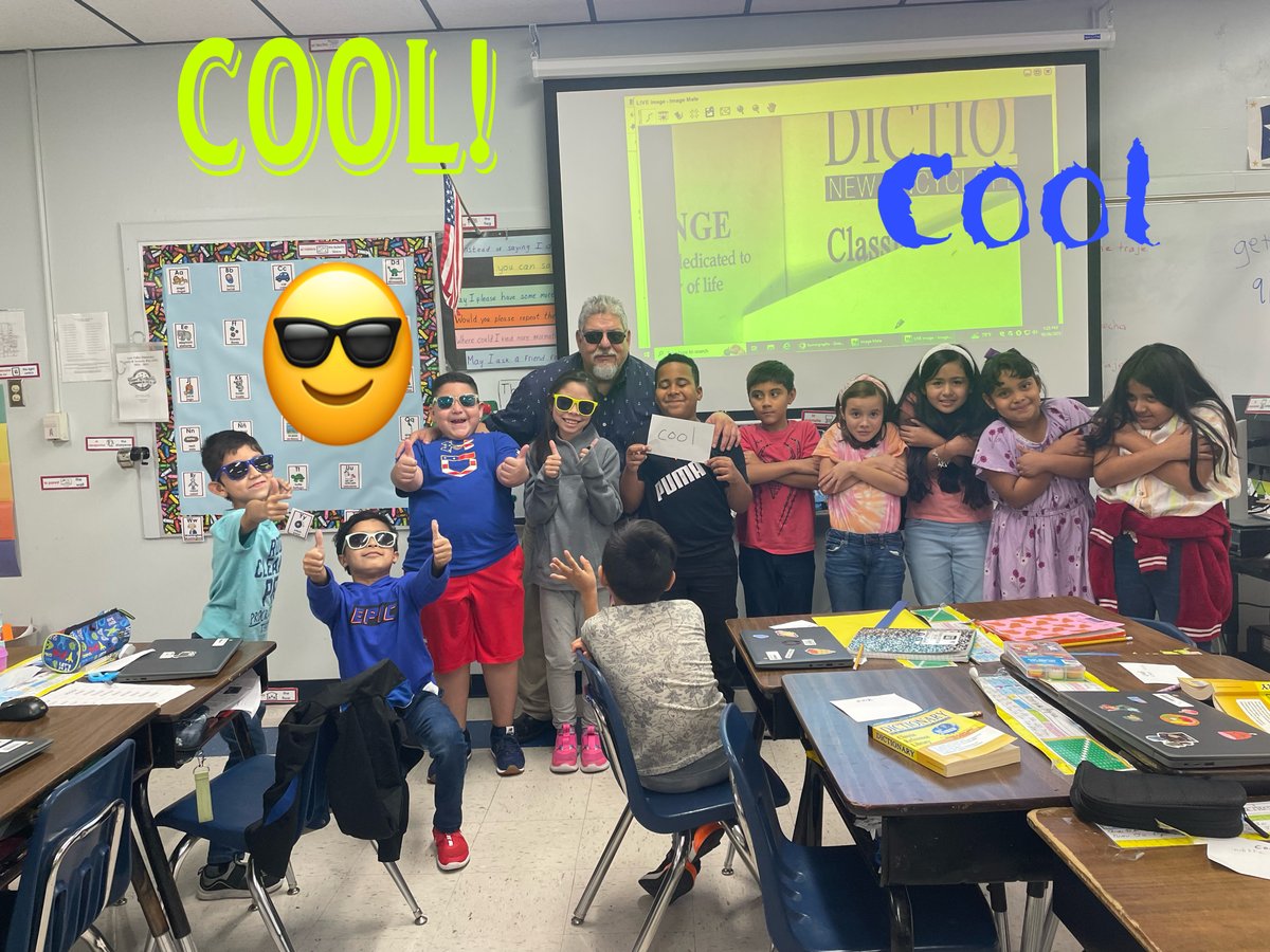 JesusMGLVE's tweet photo. We look cool because indeed, we are cool! And some   think the classroom feels too cool and need a light sweater. Learning about homographs, words that are spelled the same but have different meanings. So cool! @NisdBILESL @NISDLeonValley @nisdelemelar https://t.co/xch3PU96ul