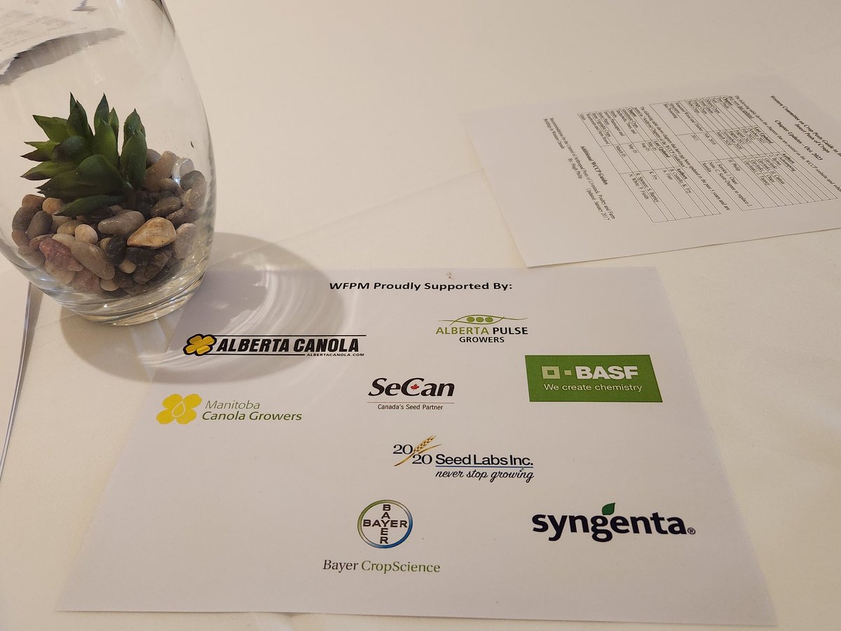 TylerWist1's tweet photo. Thanks to the #WFPM meeting sponsors! @AlbertaCanola @mb_cropalliance @AlbertaPulse @SeCan @2020SeedLabs @Bayer4CropsCA @syngentacanada @BASF Sharing insect pest challenges in Western Canada. @coastcaprihotel https://t.co/Wd2kw2JKtE