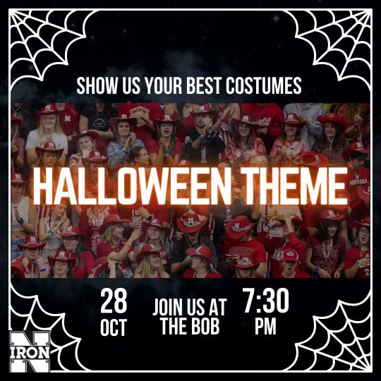 HuskerBlock's tweet photo. STUDENTS! We are back in the bob this halloweekend! October is breast cancer awareness month, so to show our support wear PINK to friday night’s match. On Saturday we are celebrating halloween,  so come in your best costume for the match against Rutgers! #gbr https://t.co/ChAeSNjwBl