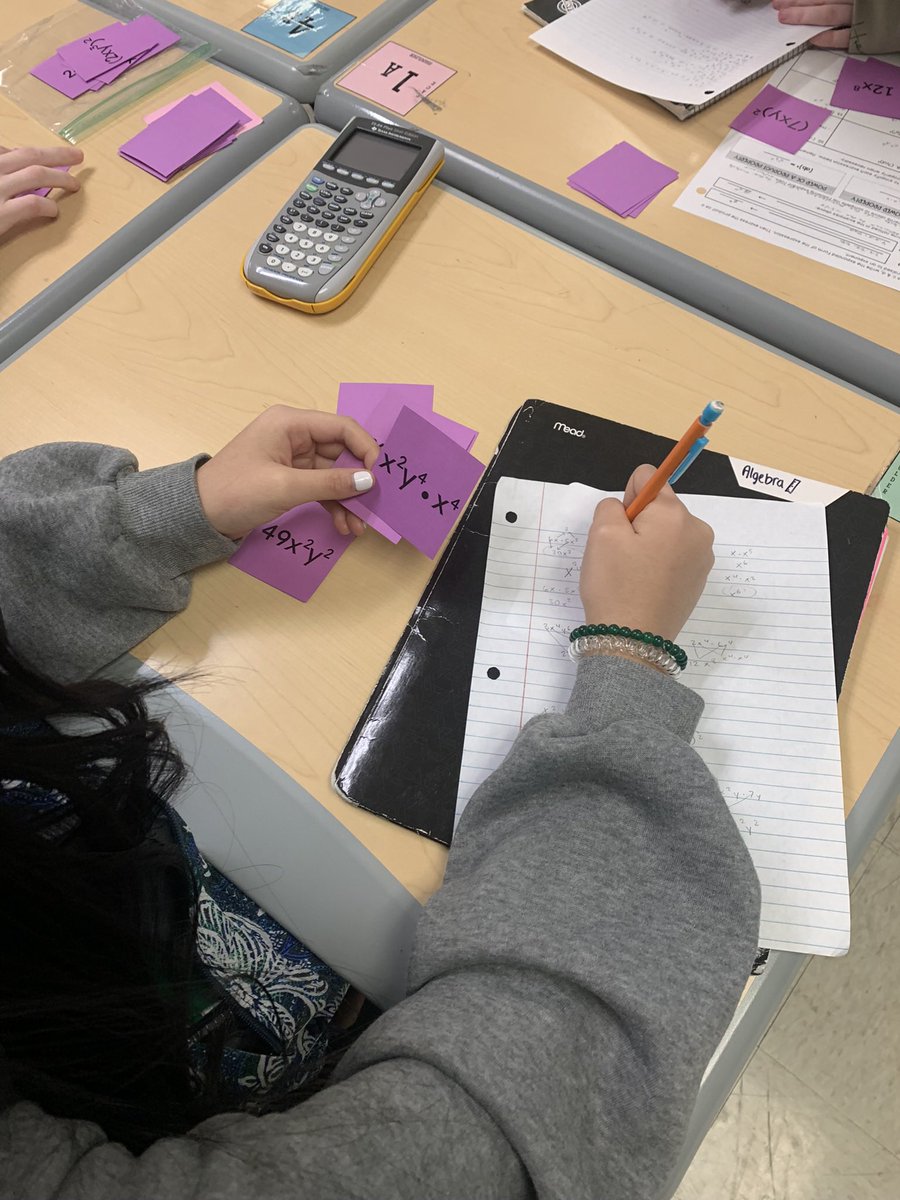 missrigginsmath's tweet photo. Practicing our exponent rules with a game of KEMPS in Algebra I today! 💪🏼One of my favorite things as a math teacher is to see my students have fun in our classroom! They are the BEST! 💙🖤 #cultureofgreatness https://t.co/JyUngbQssg