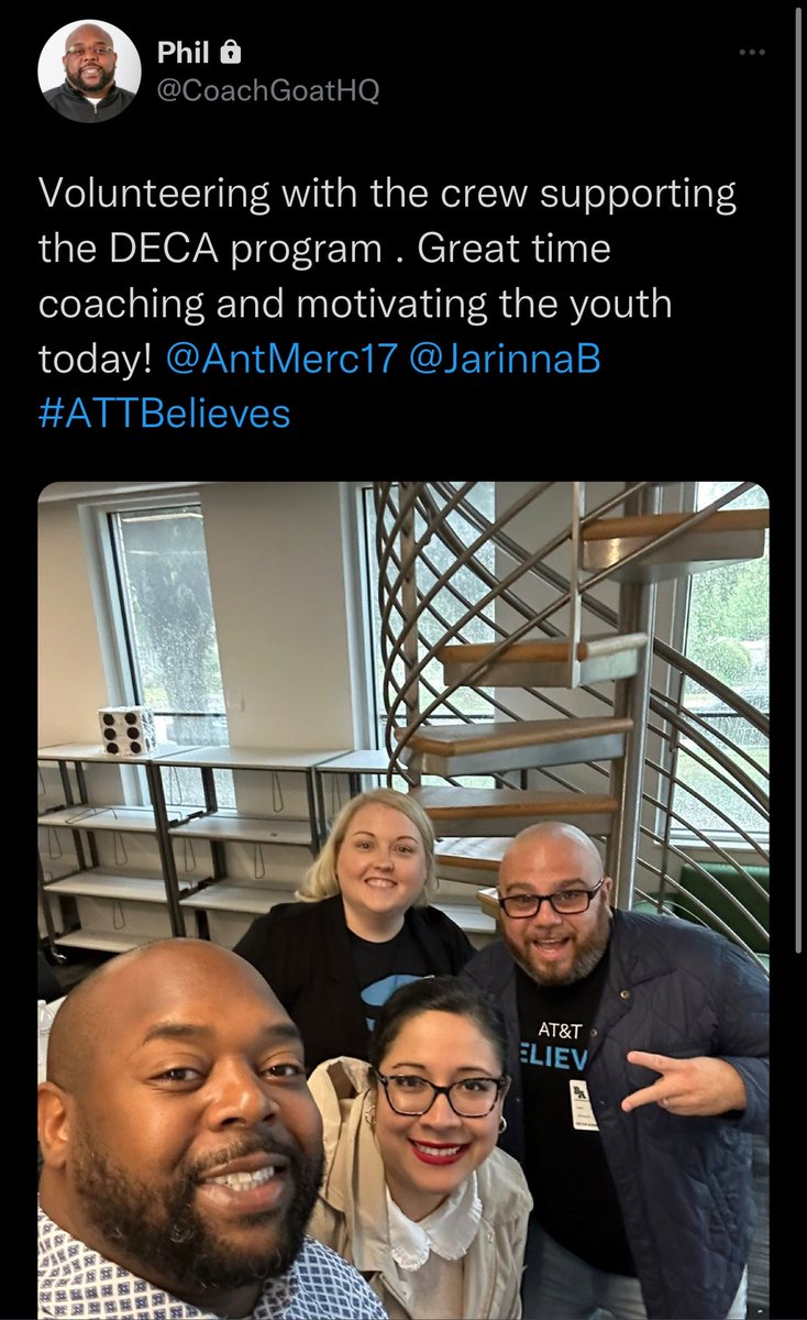 Thanks <a href="/CoachGoatHQ/">Phil</a> <a href="/JarinnaB/">Jarinna</a> &amp; <a href="/anacumberland/">Ana Lisa Cumberland</a> for joining me in kicking off our ‘23-‘24 mentoring program at Bryan Adams High School! So proud of us and how we navigated through the discussion on time management! <a href="/JarinnaB/">Jarinna</a> thanks for leading our spanish group!  #DECA #LifeATATT