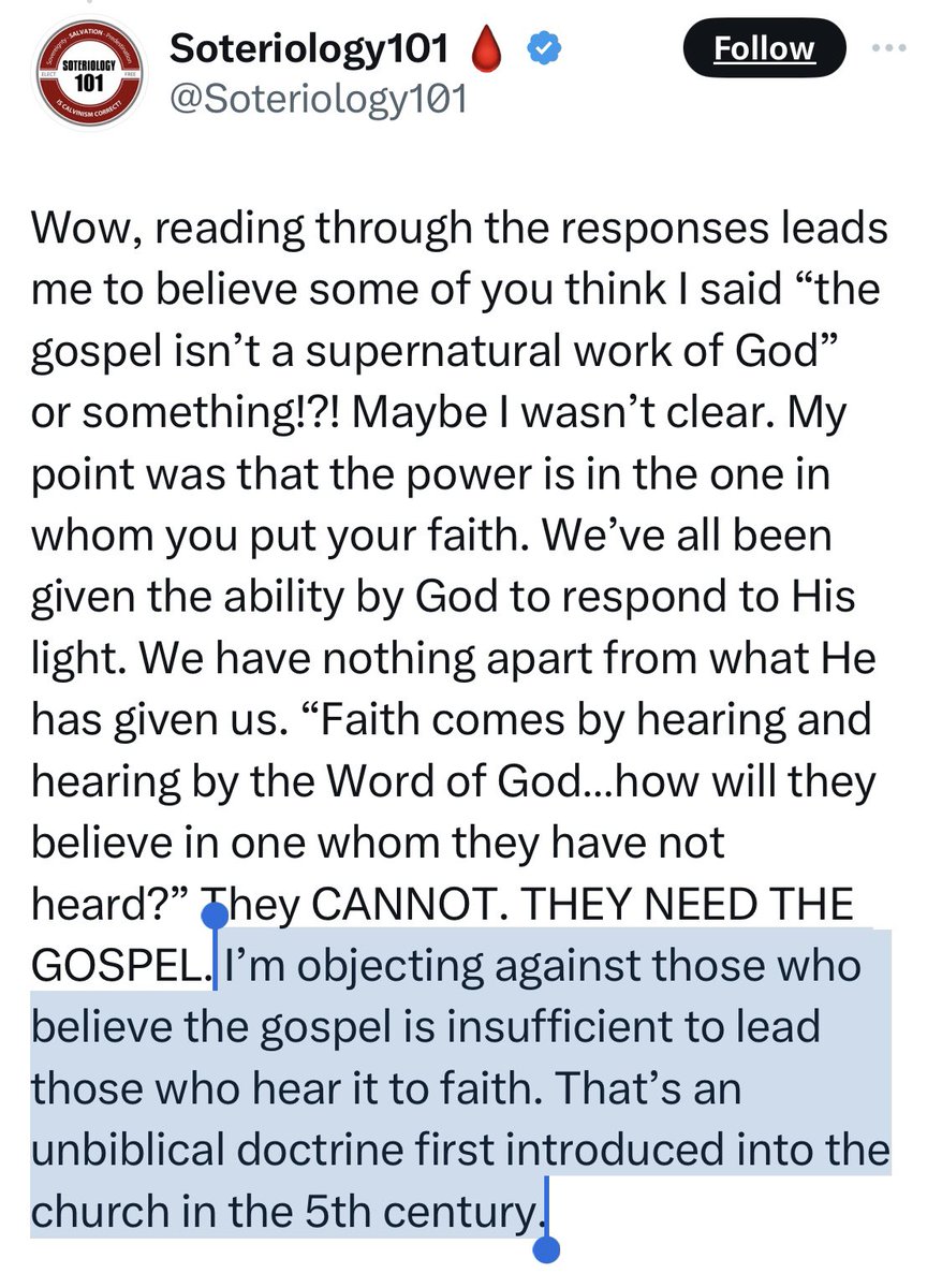 gowdy_luke's tweet photo. A question for Provisionists. Do you really believe what Leighton Flowers says when he says theses types of things about history?  If you’ve read the many Early Chuch Fathers discussing the need for God’s assistance to believe the Gospel, why do you remain silent? https://t.co/WscLgCtw8u