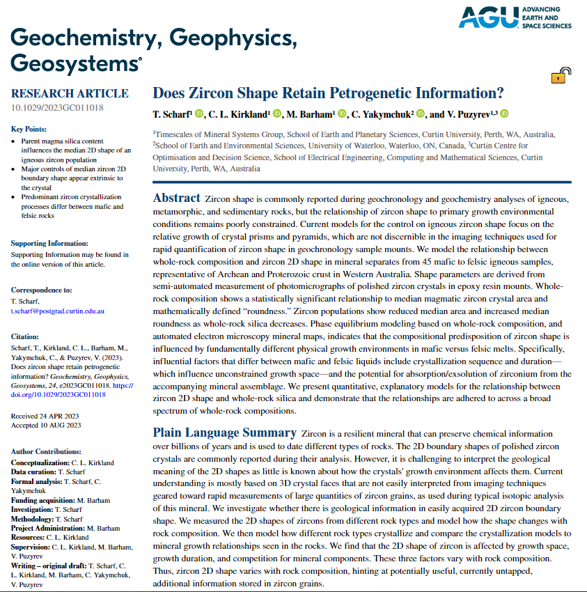 TimescalesEPS's tweet photo. New #openaccess paper by Scharf et al. looking at petrogenetic information retained in zircon shape. Check it out here - https://t.co/sFMNRck4zp https://t.co/aBhr3ZFZh2