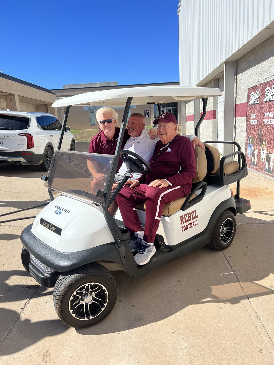 RebelBooster's tweet photo. How about Mr. Hall’s new ride?  We can never give him all he deserves but it’s fun to give him something to make things a little easier!  Thank you Doss Rogers and Rogers Ford!  @RogersFord_TX https://t.co/FL9OhoXMht