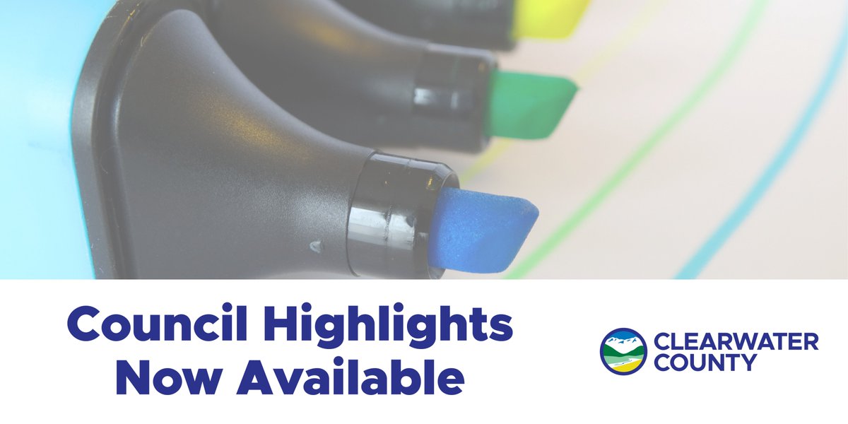 Now available: Council Highlights for the October 24, 2023 Regular Council Meeting.
📷 All Council meetings are recorded and available to watch at your convenience. 
📷 Council Meeting Highlights are available on our website: clearwatercounty.ca/highlights.