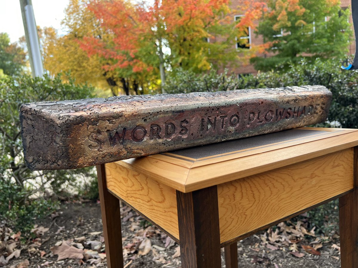 this ingot is made from the melted sword & head of what was once charlottesville’s robert e lee statue. the swords truly will be beaten into plowshares.