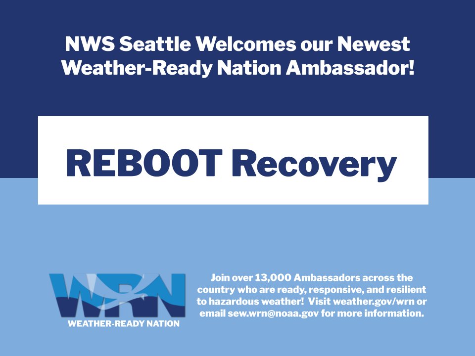 Congratulations are in order for our newest Weather-Ready Nation Ambassador: REBOOT Recovery!🎉 Interested in becoming an ambassador? Learn more at weather.gov/wrn.