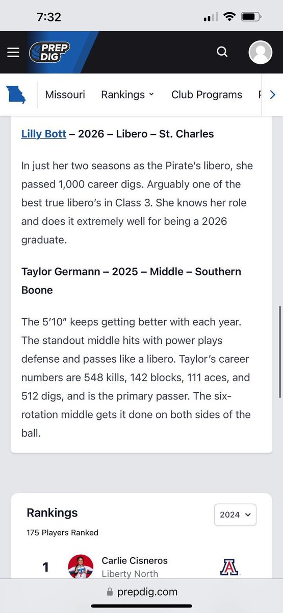 Lilly Bott getting recognized as a top player for 2023 season and on the Watch List of POY on <a href="/PrepDigMO/">Prep Dig Missouri</a>! 

Congrats Lilly!
