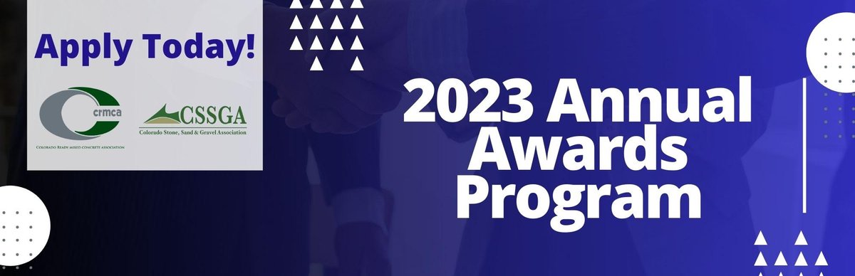 Submit your 2023 Awards Applications by October 31st!
ow.ly/ts6V50PZMMG

Excellence in Sustainability &amp; Community Engagement Award
Mixer Driver of the Year Award
Rodman C. Stewart Memorial Leadership Award
Safety Innovation Award
Outstanding Grassroots Leadership Award