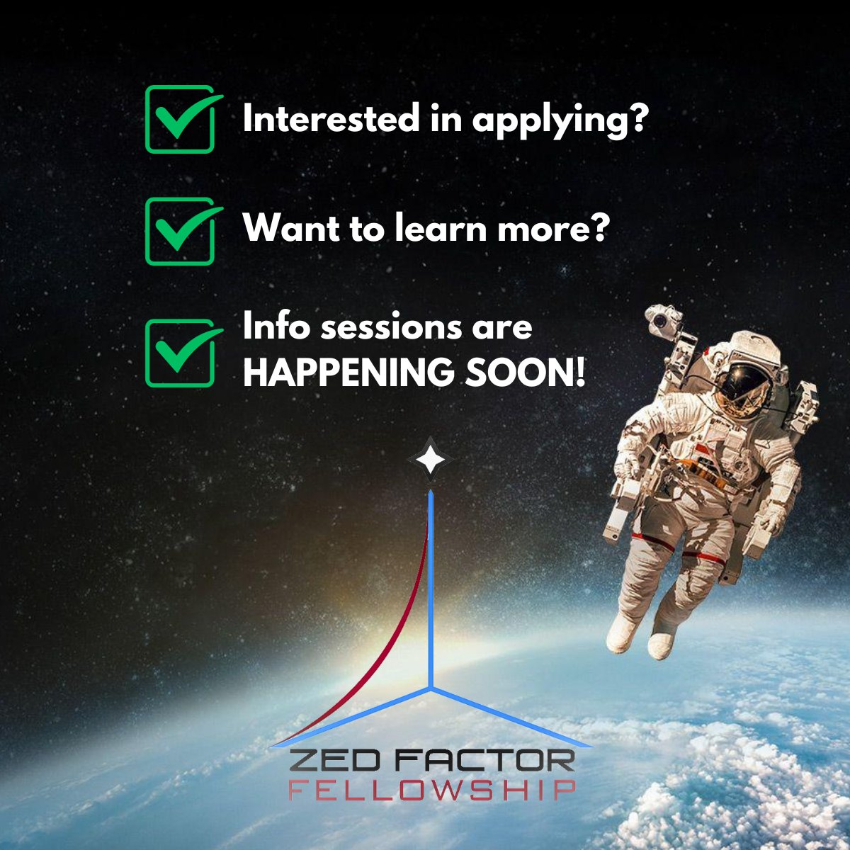 Want to learn more about the Zed Factor Fellowship, and how to prepare an awesome application? Eager to connect with other applicants?

Sign up for our Class of 2024 applicant Slack and info sessions - happening soon!

Register here: docs.google.com/forms/d/e/1FAI…