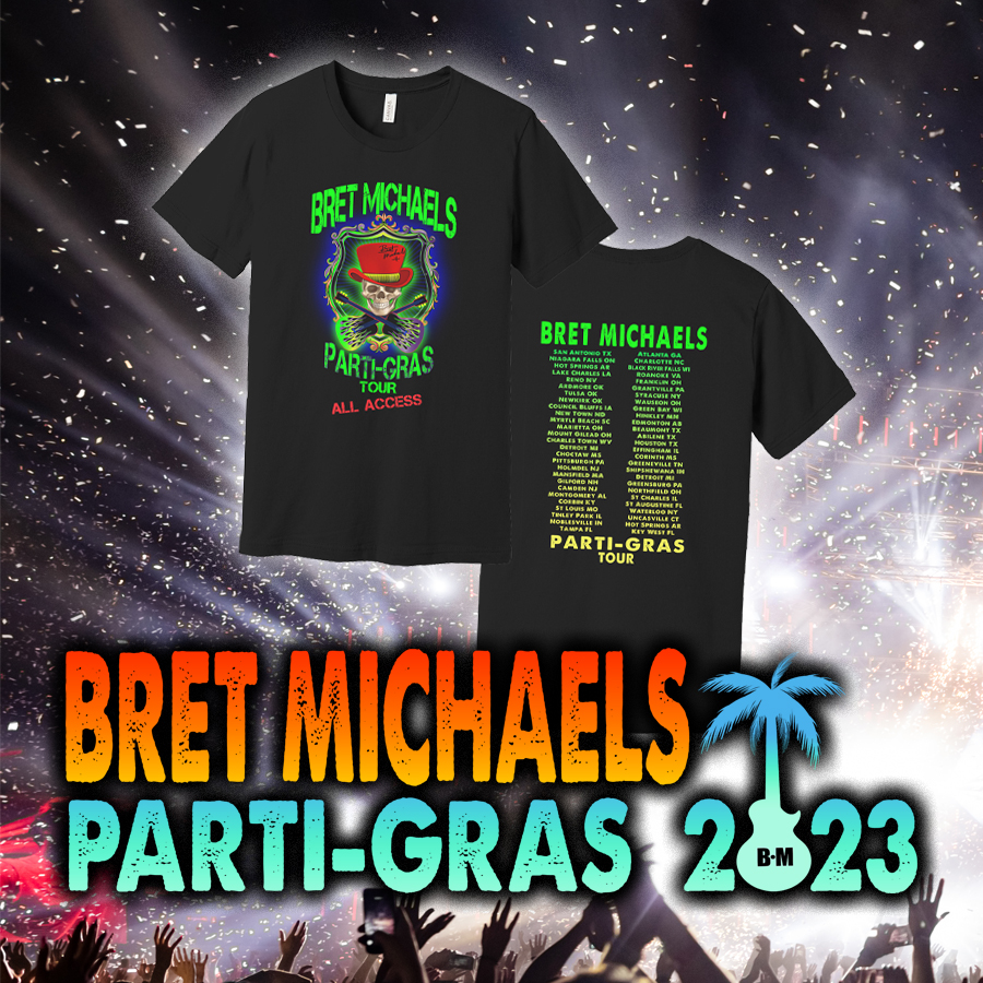 ShopBretMichaels.com Reminder: Our current sale ends 10/31/23. Apparel, Candles, & Headwear are all on sale. See store for details. Top Hat Skull Dates Tee is back in stock for Large through 3X. Additional sizes and inventory are coming soon. #partigras #shopbretmichaels