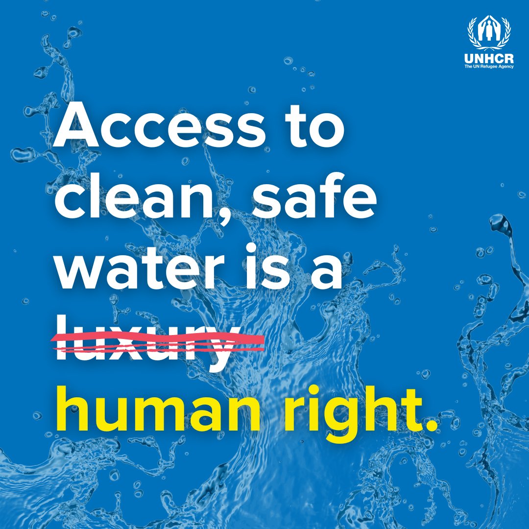 Refugees's tweet photo. This is your reminder that water is a human right.

While water resources are becoming more scarce because of #ClimateChange, we need to work harder than ever to ensure everyone, including refugees, has access to clean water. https://t.co/ab3wbSQk9o