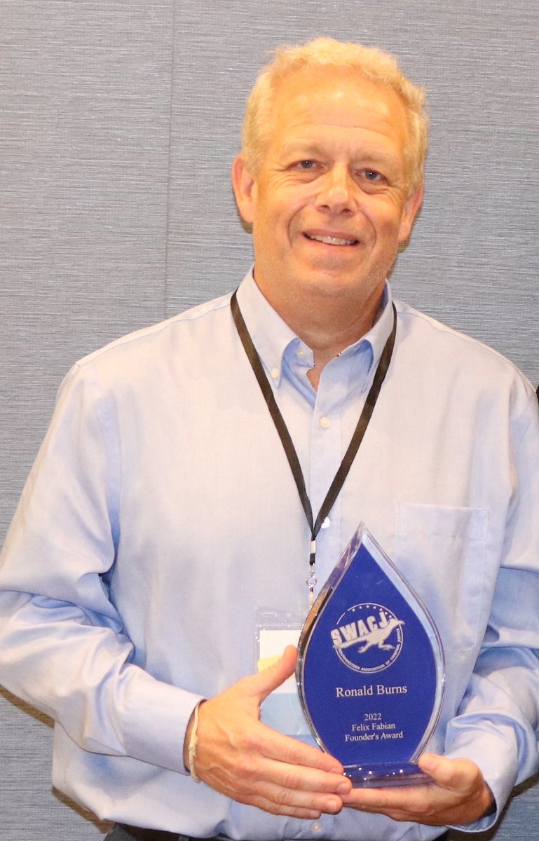 Congratulations to Professor Chip Burns, Ph.D., for being awarded the Felix Fabian Founder's Award from the Southwestern Association of Criminal Justice for his outstanding contributions to the field. Lead On! 🏆 👏