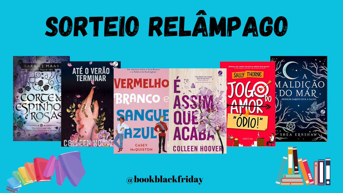 🚨🚨🚨Sorteio Relâmpago

Prêmio: Um livro de até 30 reais ou mesmo valor por pix

Regras: 
1. Seguir <a href="/bookblackfriday/">Livros Black Friday</a> 
2. Curtir e dar RT nesse Twitter

Resultado (03/11) a noite 🍀🍀🍀