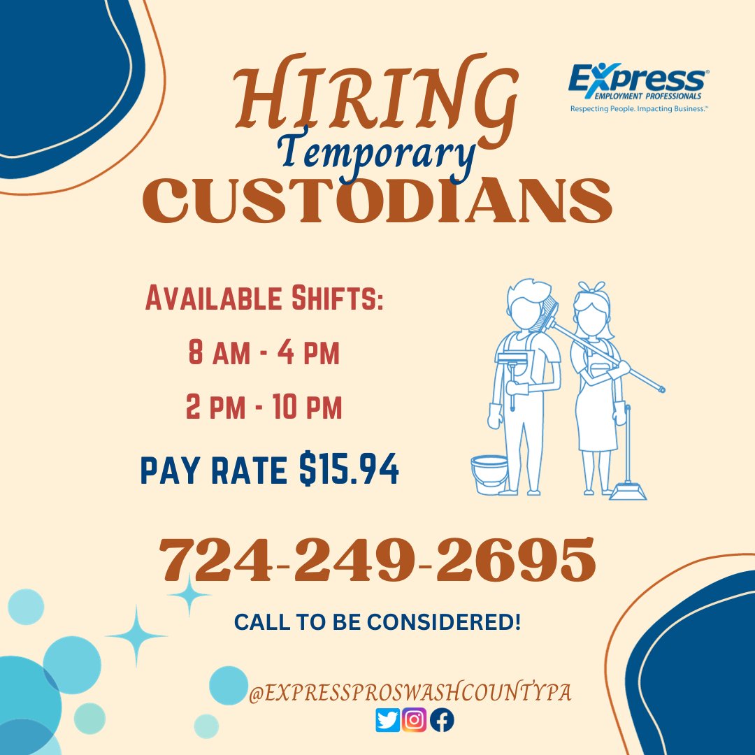 ExpressWashPa's tweet image. Located in Washington County PA, Express is hiring! #callortext 724-249-2695
Job Details: bit.ly/40by7Zu ❗ Follow our social media accounts for more job updates @expressproswashcountypa