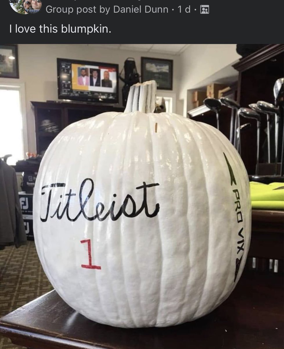 flushingitgolf's tweet photo. Cool pumpkin, he’ll probably lose it on the first though 🤣 https://t.co/MMax8CkIab