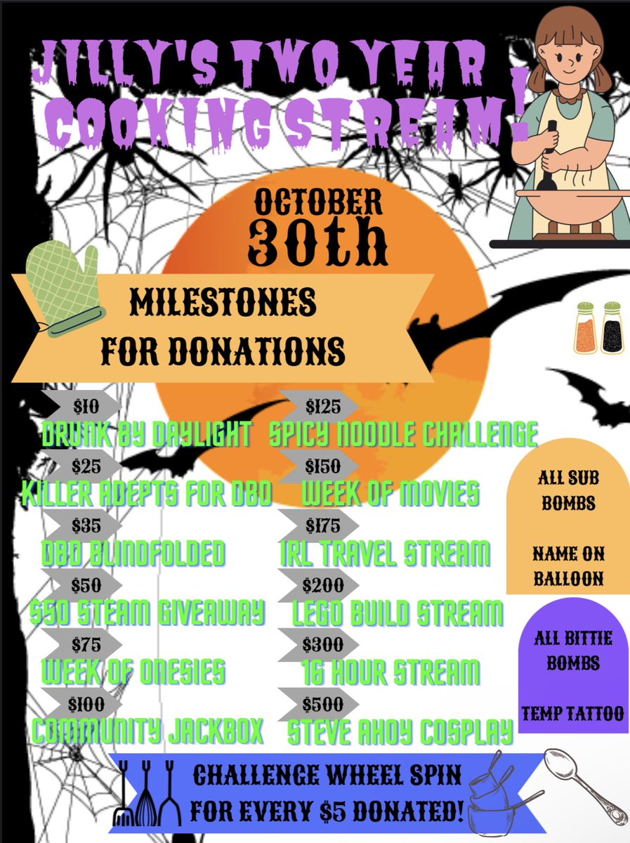 Jillyy_TTV's tweet photo. The cooking stream is finally happening We are celebrating 2yrs of streaming &amp; 1.2K followers I will be starting early on October 30th I will be cooking a spooky meal plus dessert! There will be incentives &amp; challenges for all donations! Come see all the silly things we get up to https://t.co/MIqREQWBRU