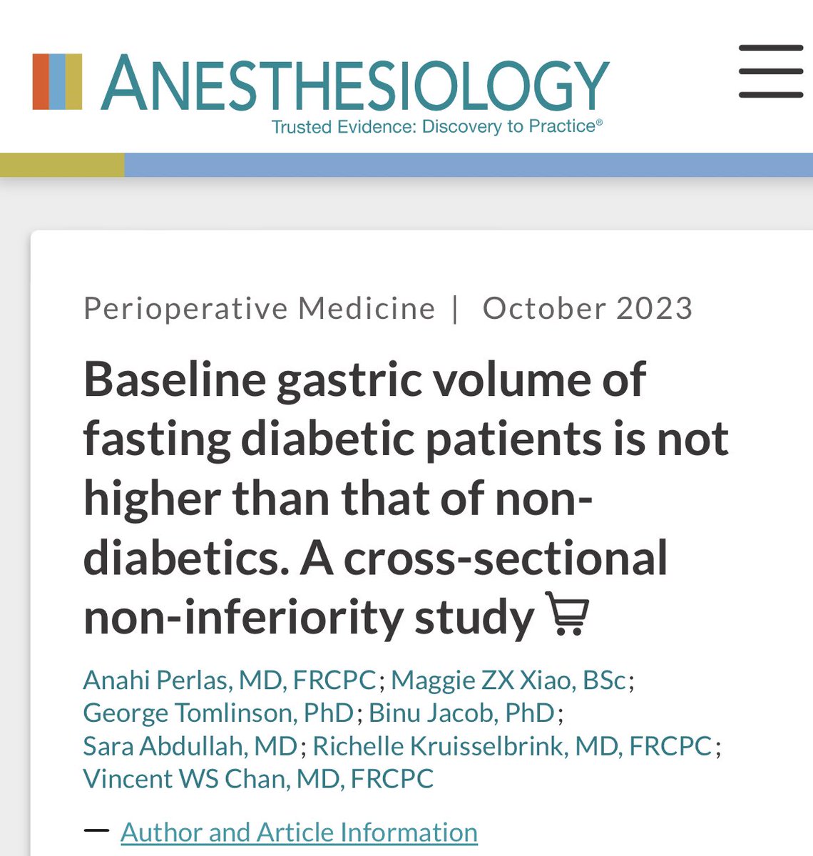 🩺 Hari (హరి 🇮🇳) Kalagara (@kalagarahari) on Twitter photo #POCUS
Fasting Diabetics Vs Non-diabetics…. Is there any difference in baseline gastric volumes?
This #gastricultrasound study….NO!
👉 pubs.asahq.org/anesthesiology… <a href="/PerlasAnahi/">AnahiPerlas</a> <a href="/_Anesthesiology/">Anesthesiology</a> <a href="/ASALifeline/">ASA®</a> <a href="/ASAMonitor/">ASA Monitor</a> <a href="/richellekruiss/">RichelleKruisselbrink</a> <a href="/mail2vincechan/">vincent chan</a> <a href="/ASRA_Society/">ASRA Pain Medicine</a> <a href="/ESRA_Society/">ESRA | European Society of Regional Anaesthesia</a> #POCUS
Fasting Diabetics Vs Non-diabetics…. Is there any difference in baseline gastric volumes?
This #gastricultrasound study….NO!
👉 pubs.asahq.org/anesthesiology… <a href="/PerlasAnahi/">AnahiPerlas</a> <a href="/_Anesthesiology/">Anesthesiology</a> <a href="/ASALifeline/">ASA®</a> <a href="/ASAMonitor/">ASA Monitor</a> <a href="/richellekruiss/">RichelleKruisselbrink</a> <a href="/mail2vincechan/">vincent chan</a> <a href="/ASRA_Society/">ASRA Pain Medicine</a> <a href="/ESRA_Society/">ESRA | European Society of Regional Anaesthesia</a>