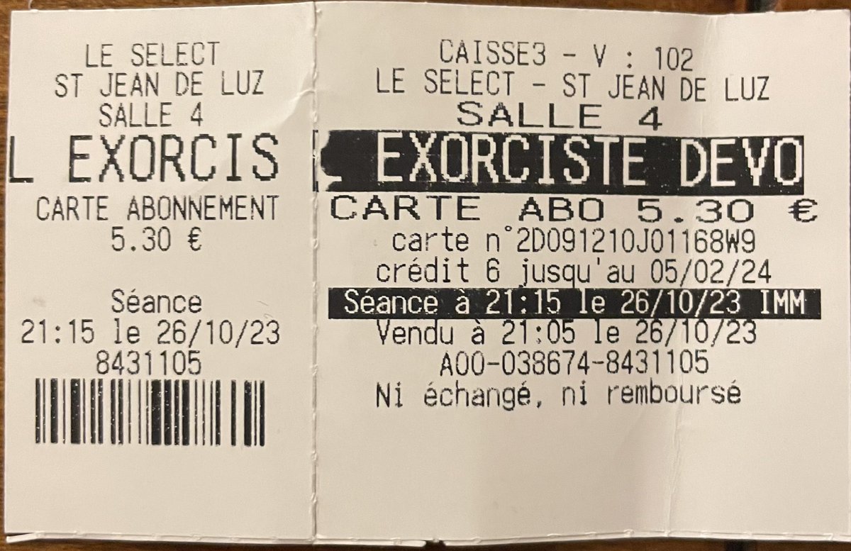 J’ai été marquée par le film original de 1973 : indémodable et d’une immense efficacité. Glaçant. Celui de 2023 ne rejoindra pas l’original dans ma dvdthèque. J’ai passé une bonne soirée au ciné mais sans plus. #cinema #lexorciste #horreur