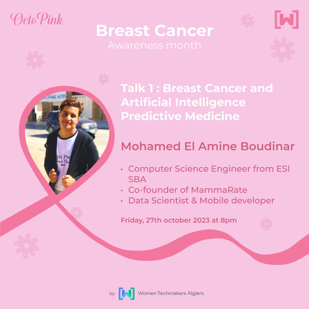 Let's meet our unique speakers for Octopink! 
The #talk s will take place on Youtube so everyone is invited to participate via a link we'll share soon .
Don't miss this opportunity to explore the limitless potential of #technology in the #medical field. 

#BreastCancer #wtm #ai