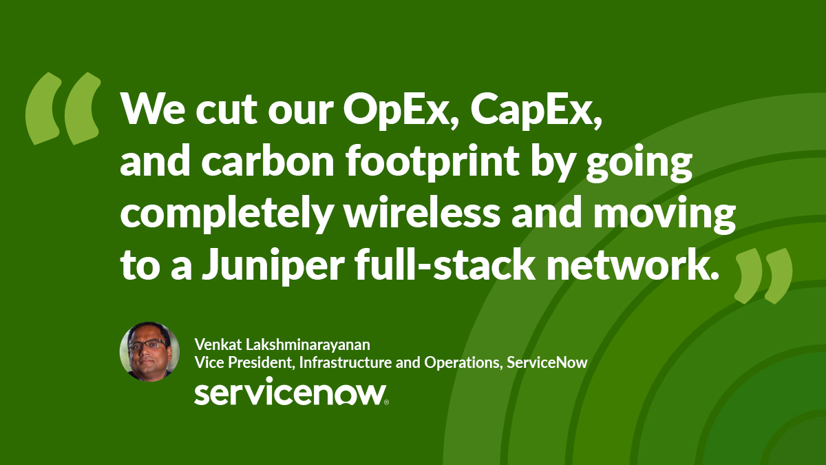 HPE_Networking's tweet photo. 90% drops in issues related to wireless + 50% faster network deployment. The numbers don’t lie. 👏

Check out these amazing results from @ServiceNow since moving to a Juniper full-stack network. https://t.co/WkHnBZ5Yts https://t.co/ulQd9QEkfh