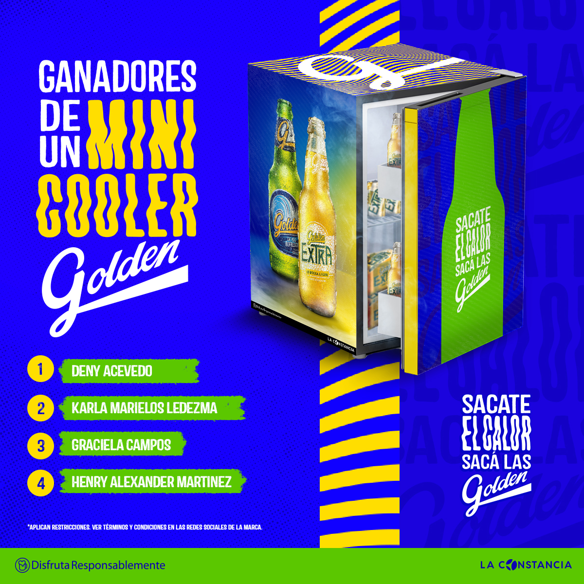 Shaa tenemos a los ganadores de los mini coolers 👀 *redobles de tambores* 🥁🥁🥁
 
Deny Acevedo 
Karla Marielos Ledezma 
Graciela Campos 
Henry Alexander Martinez 
 
Si estás entre los afortunados mandanos un DM para coordinar 🔥