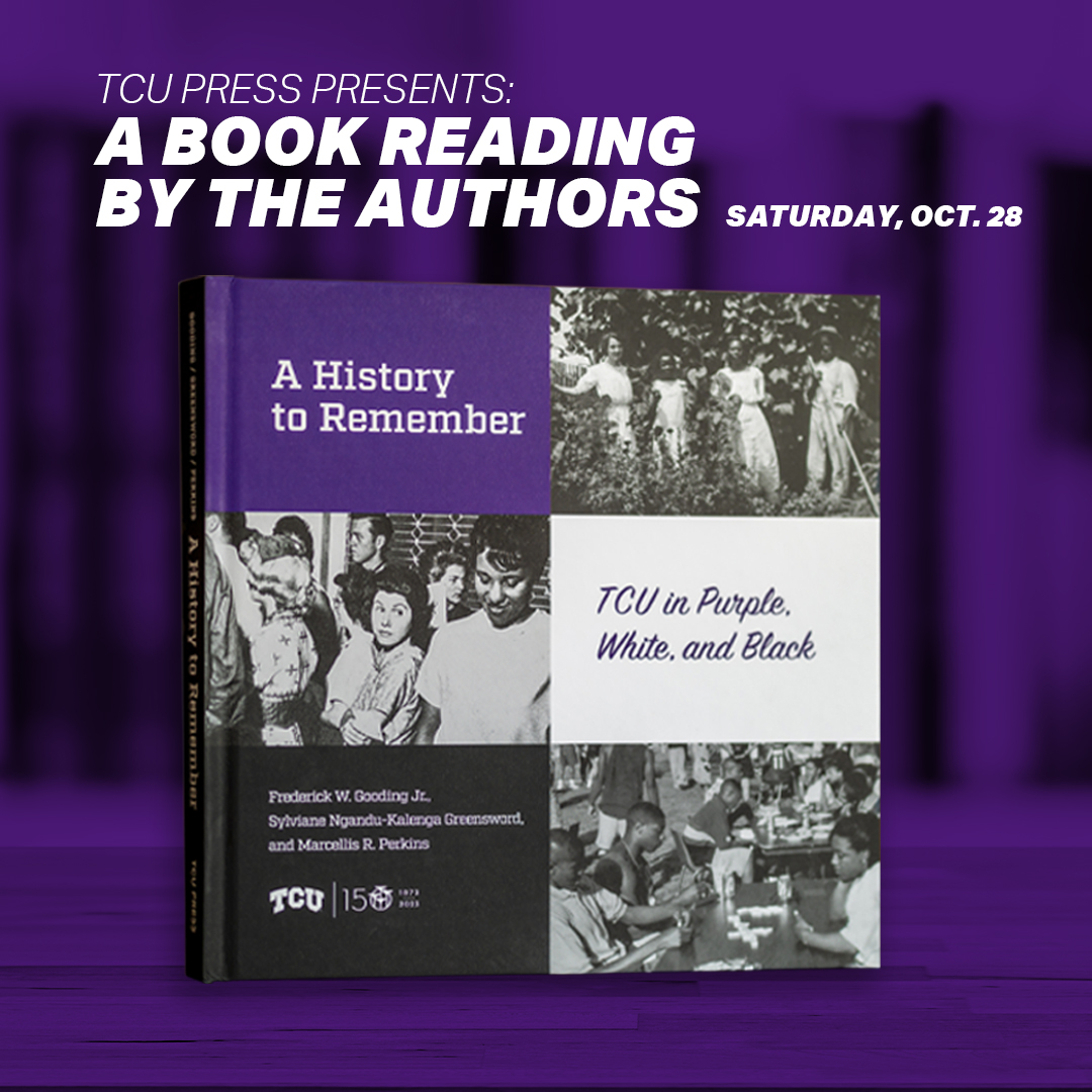 Don't miss your chance this Saturday to visit Frogs On Fourth: A Purple Pop-Up and hear Honors faculty and authors Frederick Gooding, Jr., Ph.D., and Sylviane Greensword, Ph.D., discuss their new book! bit.ly/3s72e7Y #TCU150 📘