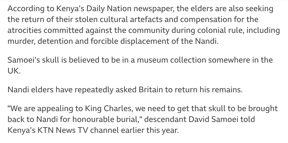 The UK still has the skull of a legendary chief.

"Civilisation" and its malcontents.

Watching the excitement surrounding this "royal" visit is exhausting. Give me strength.